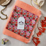 Graceful Handloom Cotton Saree – Soft Peach Cotton Saree with Multi Flower Printed Blouse
