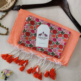 Graceful Handloom Cotton Saree – Soft Peach Cotton Saree with Multi Flower Printed Blouse