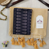 Graceful Cotton Handloom Saree - Beige Cotton Saree with Designer Printed Blouse