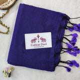 Fresh Handloom Cotton Saree –  Purple Blue Saree with Floral Print Designer Blouse