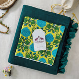 Pure Handloom Cotton Saree – Traditional Royal Green Cotton Saree with Designer Blouse