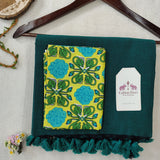 Pure Handloom Cotton Saree – Traditional Royal Green Cotton Saree with Designer Blouse