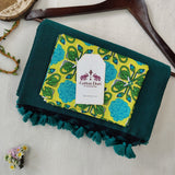 Pure Handloom Cotton Saree – Traditional Royal Green Cotton Saree with Designer Blouse