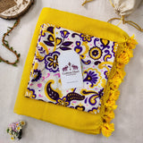 Classic Handloom Cotton - Bright Yellow Saree with Kalamkari Design Blouse
