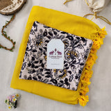 Classic Handloom Cotton Saree – Mustard Yellow Cotton Saree with Designer Printed Blouse