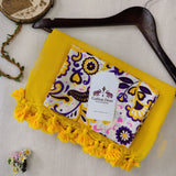 Classic Handloom Cotton - Bright Yellow Saree with Kalamkari Design Blouse