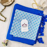 Handloom Cotton Saree – Royal Blue Cotton Saree with Floral Blouse