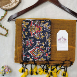 Ethnic Cotton Handloom Saree – Yellow Cotton Saree with Designer Printed Blouse