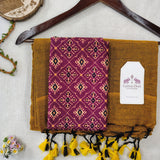 Premium Handloom Cotton Saree – Gold Cotton Saree with Designer Printed Blouse