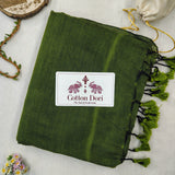 Authentic Handloom Cotton Saree – Rich Green Saree with Stylish Printed Blouse
