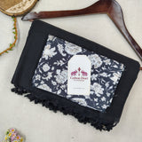 Classic Handloom Cotton Saree - Black Cotton Saree With Designer Printed Blouse