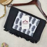 Royal Handloom Cotton Saree – Black  Cotton Saree with Mango Printed Blouse