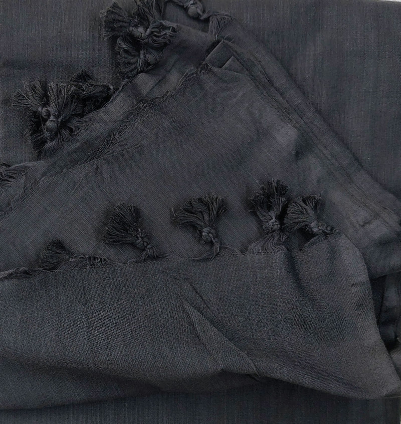 Royal Handloom Cotton Saree – Black  Cotton Saree with Mango Printed Blouse