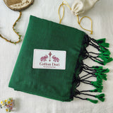 Premium  Handloom Cotton Saree - Green Cotton Saree with Designer Blouse