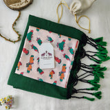 Premium  Handloom Cotton Saree - Green Cotton Saree with Designer Blouse