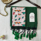 Premium  Handloom Cotton Saree - Green Cotton Saree with Designer Blouse