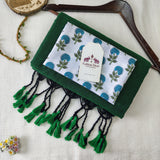Elegant Handloom Cotton Saree -  Royal Green Cotton Saree with Flower Designer Blouse