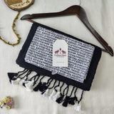 Traditional Black Heart Work Handloom Cotton Saree With Printed Blouse