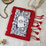 Classic  Red embroidery work Handloom Cotton Saree with Designer Printed Blouse