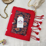 Premium Red embroidery work Handloom Cotton Saree with Printedv Blouse