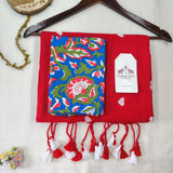 Graceful Red Embroidery worK Handloom Cotton Saree with Floral Designer Blouse