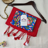 Graceful Red Embroidery worK Handloom Cotton Saree with Floral Designer Blouse