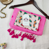 Baby Pink Heart Work Handloom Cotton Saree with Designer printed Blouse