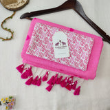 Baby Pink Heart Work Handloom Cotton Saree with Designer printed Blouse
