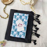 Royal Handloom Cotton – Black Handloom Cotton with Elephant Printed Blouse