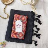Graceful Black Handloom Cotton Saree with Designer Printed Blouse