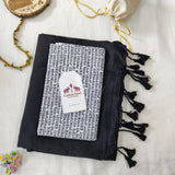 Premium Handloom Cotton Saree – Black Saree with Designer Print Blouse