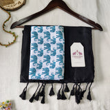 Royal Handloom Cotton – Black Handloom Cotton with Elephant Printed Blouse