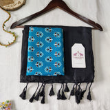Premium Black Handloom Cotton Saree With Designer Printed Blouse