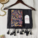 Elegant Handloom Cotton Saree – Black Handloom Cotton Saree with Printed Designer Blouse