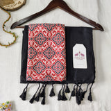 Elegant Black Handloom Cotton Saree with Printed Blouse