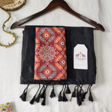 Graceful Black Handloom Cotton Saree with Designer Printed Blouse