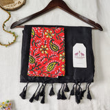 Premium  Black Handloom Cotton Saree with Designer Flower Print Blouse