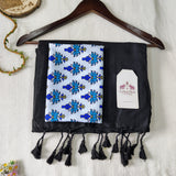 Elegant Handloom Cotton Saree - Black Handloom Cotton Saree With Designer Printed Blouse