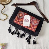 Graceful Black Handloom Cotton Saree with Designer Printed Blouse