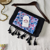Elegant Black Handloom Cotton Saree with Flower Designer Peinted Blouse