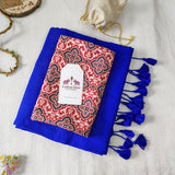Soft Royal Blue Handloom Cotton Saree with Elegant Printed Blouse