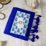 Traditional Royal Blue Handloom Saree with Elephant Designer Printed Blouse