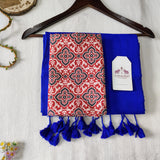 Soft Royal Blue Handloom Cotton Saree with Elegant Printed Blouse