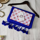 Classic Handloom Cotton Saree - Royal Blue Handloom Cotton Saree With Designer Printed Blouse