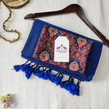 Royal Deep Blue Cotton Handloom Saree - Cotton Handloom Saree with Designer Printed Blouse
