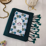 Elegant Handloom Cotton Saree - Royal Green Handloom Cotton Saree With Flower Printed Blouse