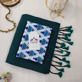 Heritage Rama Green Handloom Cotton Saree with Designer Printed Blouse