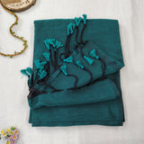 Heritage Rama Green Handloom Cotton Saree with Designer Printed Blouse