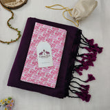 Traditional Wine Handloom Cotton Saree with Designer  Floral Printed Blouse