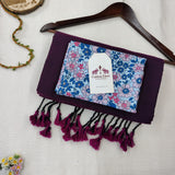 Graceful Wine Handloom Cotton Saree with Flower Printed Blouse